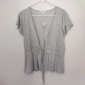 NWT Gray short sleeve cardigan with two drawstring waist
